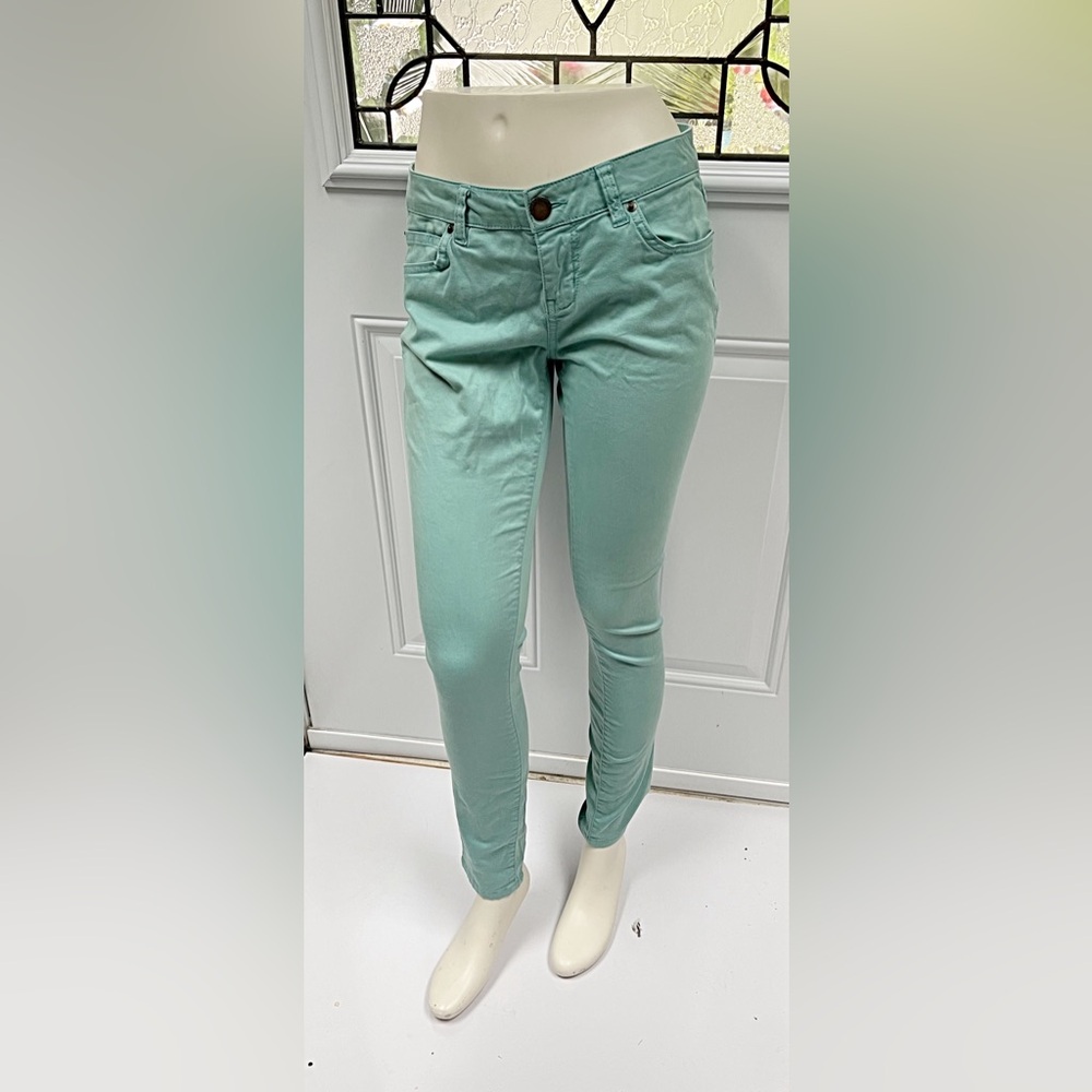 LIFE IN PROGRESS- Light Green Pastel Skinny Jeans Style Pants